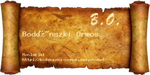 Bodánszki Ormos névjegykártya